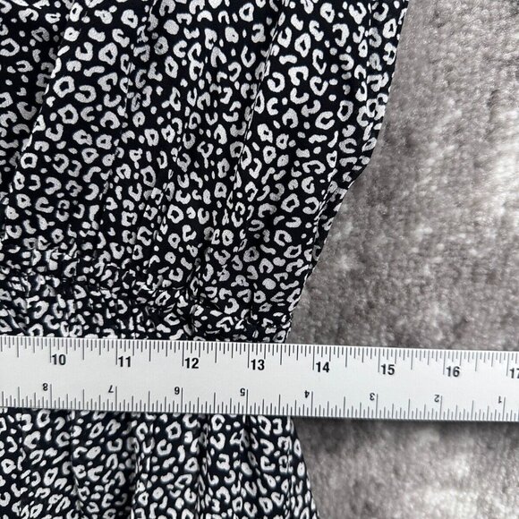 Maeve Dress Small Womens Black & White Shift Leopard Print Faux Wrap - Picture 4 of 9